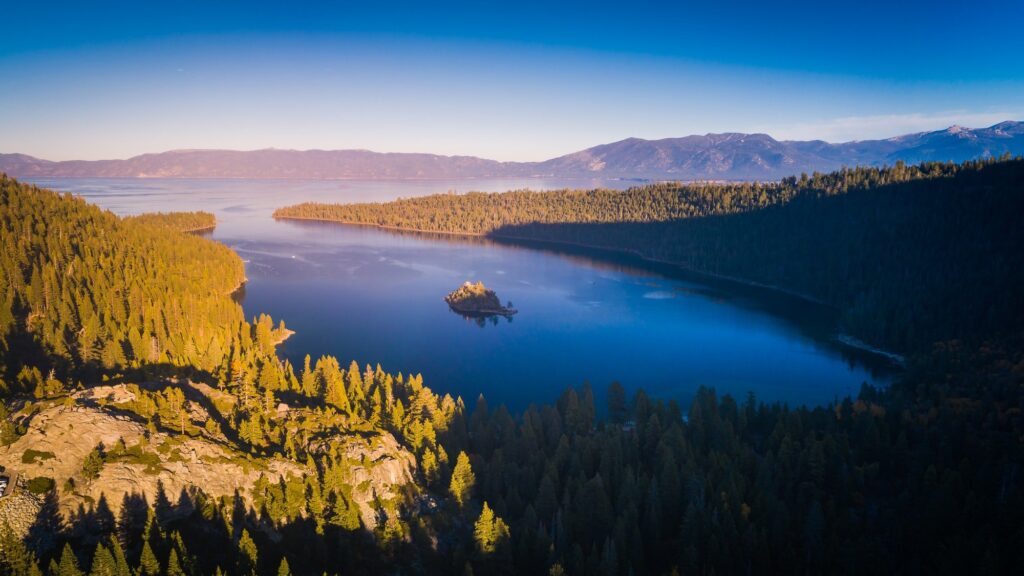 Aerial View of Emerald Bay in Lake Tahoe, California