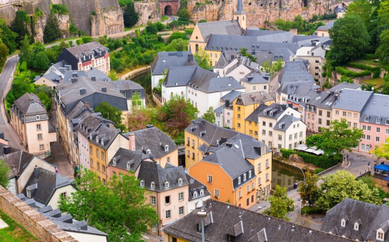 Ancient provincial European town, view on roofs