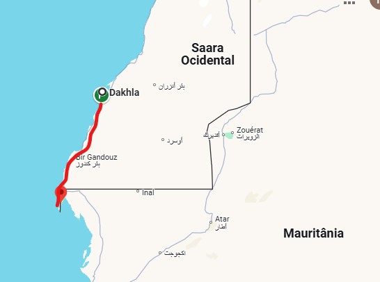 Trecho entre Dakhla e Nouadhibou